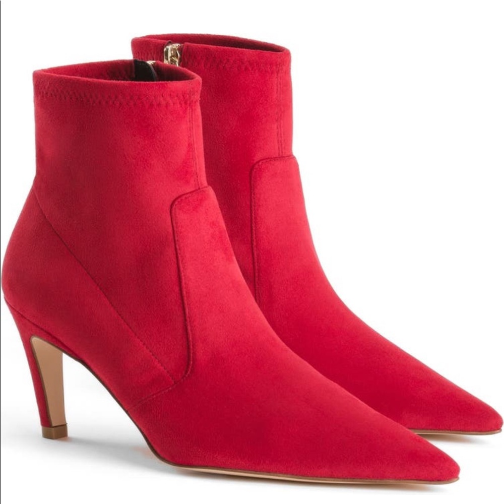 Good American The Icon Bootie in Red Suede Size 8 (Still New)
